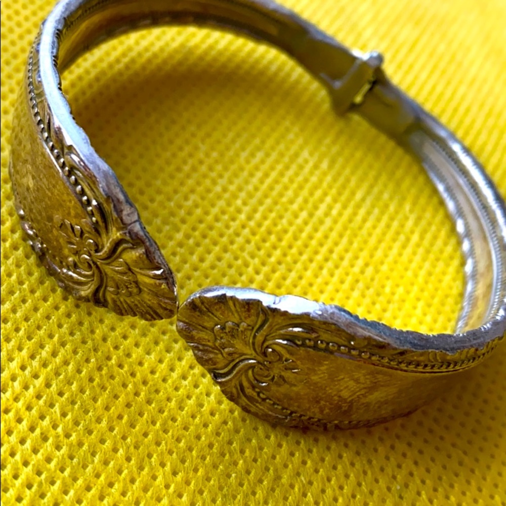 Vintage silver plated? spoon hinged bracelet